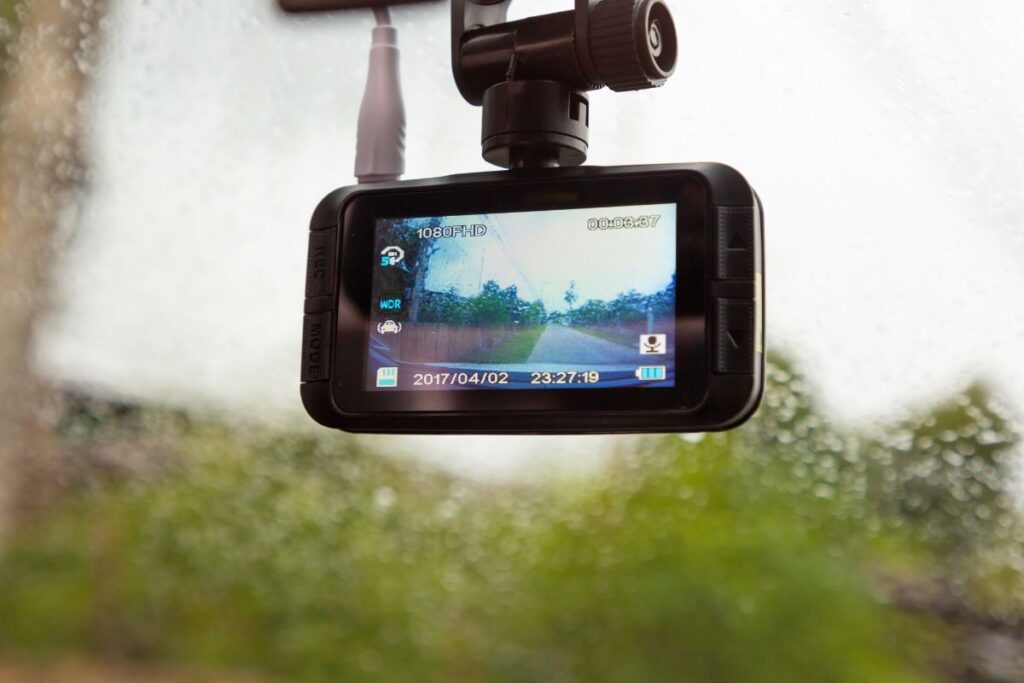 Image of Dash cam on window.